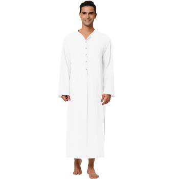 Lars Amadeus Men's Cotton Side Split Long Sleep Nightgown with Pockets