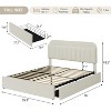 Bed Frame with 2 Flexible Drawers and Bookcase Headboard, Boucle Upholstered Platform Bed Easy Assembly, No Box Spring Needed - 3 of 4