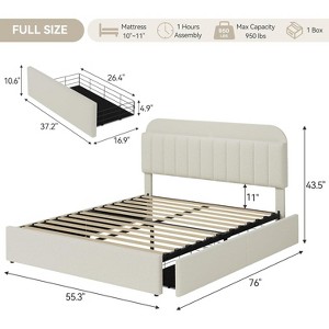 Bed Frame with Storage Headboard and 2 Drawers, Upholstered Platform Bed with Bookcase, No Box Spring Needed - 1 of 4