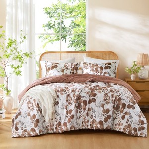 3Pcs Mini Comforter set Reversible Floral Botanical Seersucker Comforter Set - 1 of 4
