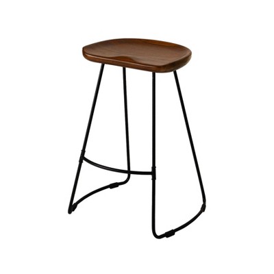 MH London Ember 26" Saddle Seat Solid Wood and Metal Counter Bar Stool