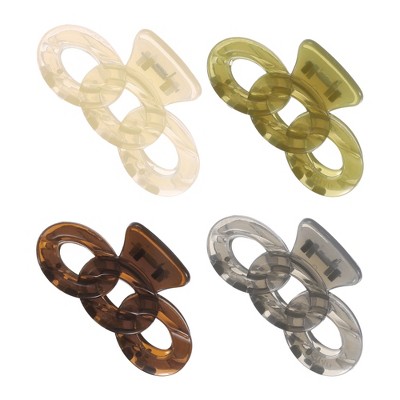 Unique Bargains Women's Classic Transparent Plastic Hairpin 3.54"x1.89"x1.61" Multicolor 4 Pcs