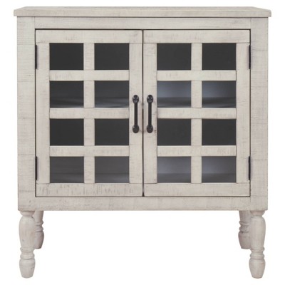 Transitional Whitewash Adjustable Office Accent Cabinet