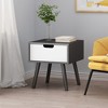 FONTOI End Table Mid Century Modern Wood Finish End Table with Drawer and Splayed Legs for Living Room and Bedroom, White, 13.78"*23.62"*23.62" - 2 of 4