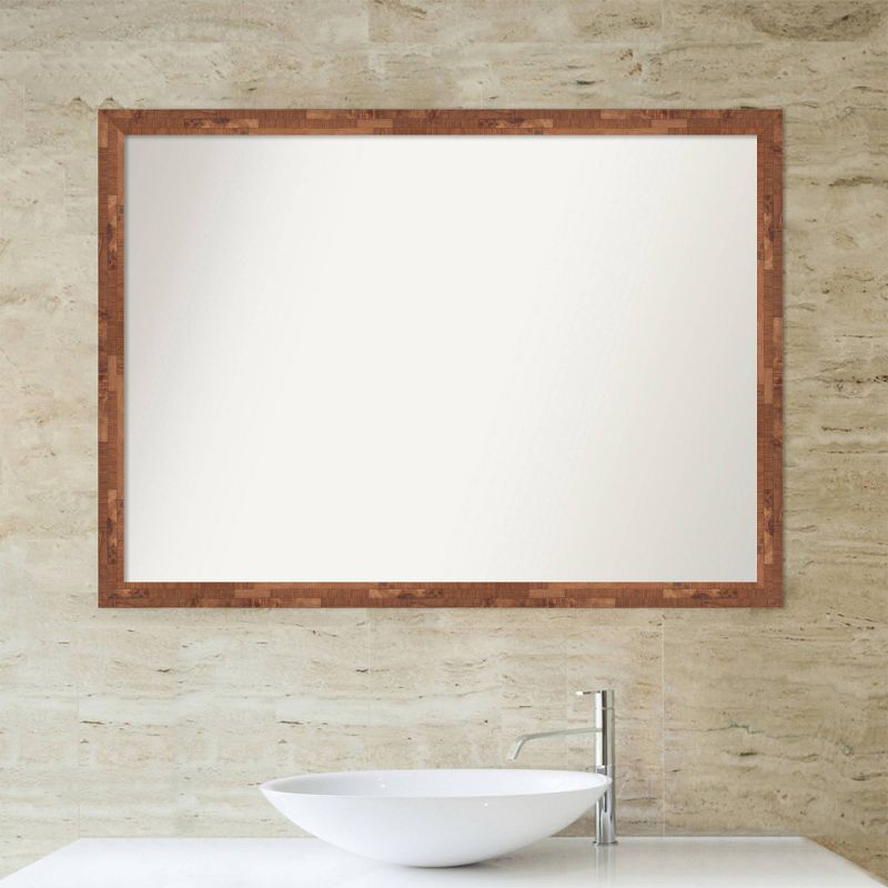 41&#34; x 30&#34; Non-Beveled Fresco Wood Bathroom Wall Mirror Light Pecan Brown - Amanti Art, 6 of 11