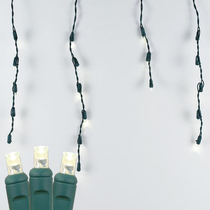 Novelty Lights Christmas Warm White LED Icicle Lights on Green Wire 70 Bulbs, 1 of 3