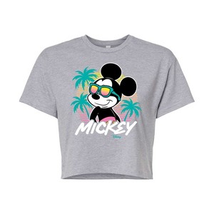 Women's - Disney - Mickey Sunset Shades Cropped Graphic T-Shirt - 1 of 4