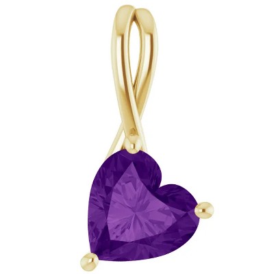 Pompeii3 2ct Amethyst Women's Heart Pendant in 14k Gold Necklace 6mm Tall