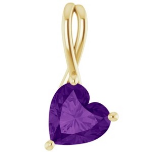 Pompeii3 2ct Amethyst Women's Heart Pendant in 14k Gold Necklace 6mm Tall - 1 of 4