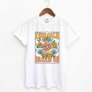 Simply Sage Market Women's Keep Calm Dream On Short Sleeve Garment Dyed Tee - 1 of 2