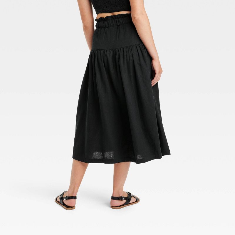  Women's Tie Waist Button-Front Midi Skirt - Universal Thread™, 3 of 11