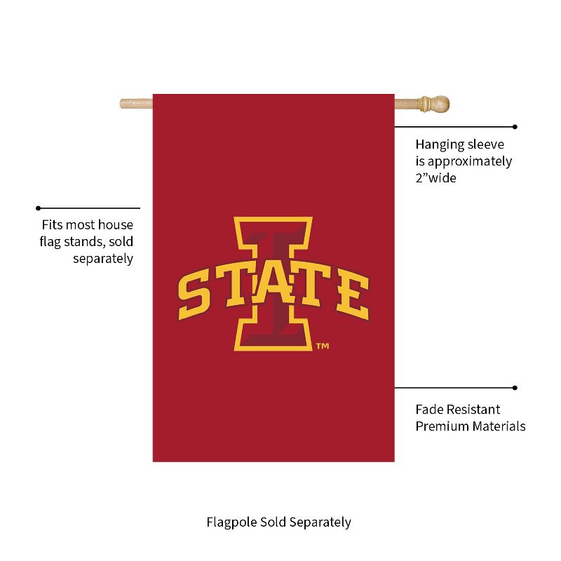 Evergreen NCAA Iowa State University Applique House Flag 28 x 44 Inches Outdoor Decor for Homes and Gardens, 3 of 8