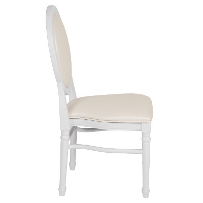 Elegant White Vinyl Upholstered King Louis Side Chair