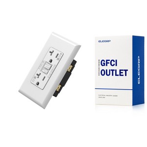 ELEGRP GFCI Outlet Self-Test, 20 Amp 125V Weather Resistant Duplex wall outlet, Wall Plate included, UL Listed, Matte White 1PC - 1 of 1
