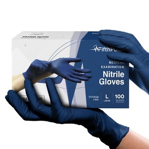 FifthPulse Nitrile Exam Gloves - Navy Blue - Box of 50, Perfect for Cleaning, Cooking & Medical Uses - 1 of 4