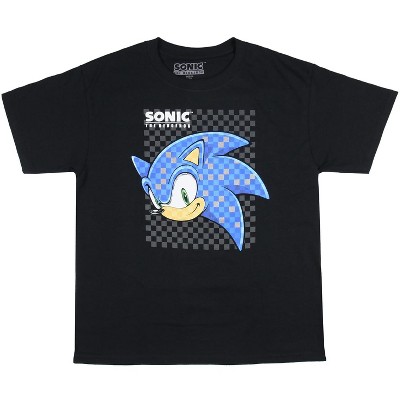 Seven Times Six Sonic The Hedgehog Boys' Supersonic Speedster Checked Character T-Shirt Black