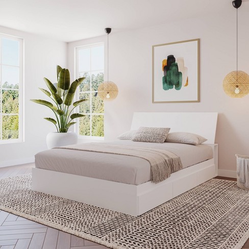 Malaga Storage Bed With Headboard White Nexera Target