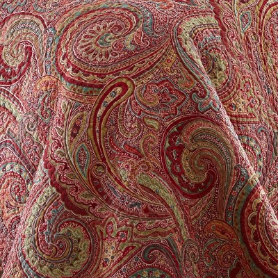 Paisley Perfection Full Cotton Quilt Set in Rich Burgundy and Red