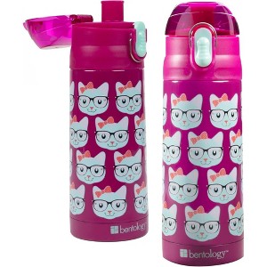 Bentology 13oz Reusable Water Bottle - Double Wall Insulated, Spill Proof Lid, Stainless Steel - Lunch Boxes, Backpack School Bags or Travel On-The-Go - 1 of 4