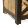GDFStudio Pendroy Boho Handmade Mango Wood and Cane 16" Ottoman Stool, Natural and Walnut - 4 of 4