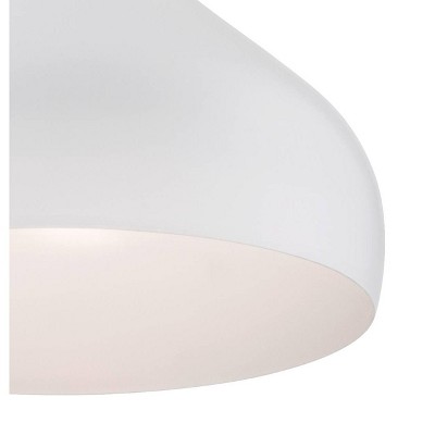 White Aluminum Mini Pendant Light with Wood Detail