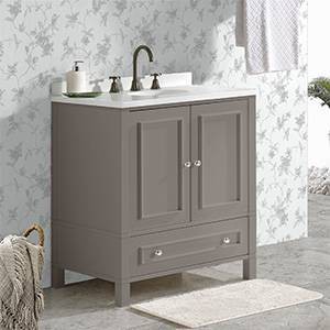 Gray 30-Inch Freestanding Bathroom Vanity with Soft-Close Doors