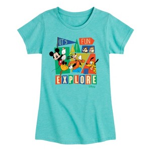 Girls' - Disney - Its Fun To Explore Fitted Short Sleeve Graphic T-Shirt - 1 of 4