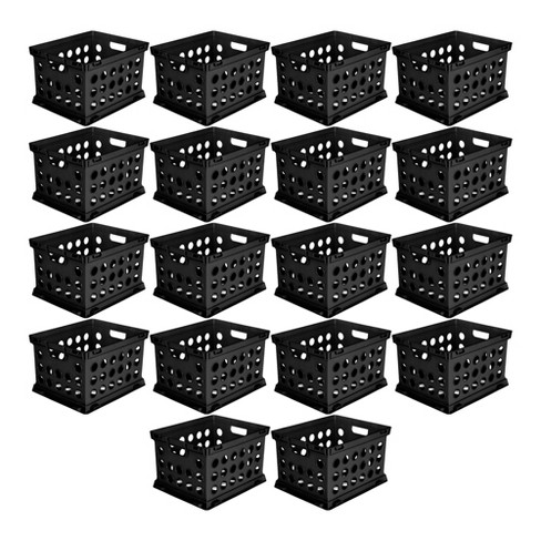 Sterilite Storage Crate, Stackable Plastic Bin Open Basket With Handles,  Organize Home, Garage, Office, School, Black, 12-pack : Target