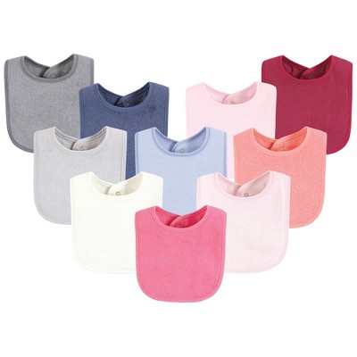 Image of Hudson Baby Girls Drooler Bib with Waterproof Lining, Pink Blue, One Size