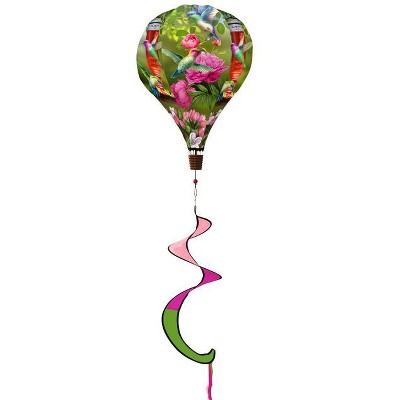 Colorful Polyester Hot Air Balloon Wind Twister with Hummingbird Design