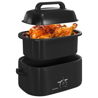 Heynemo Electric Turkey Roaster Oven with Visible Glass Lid, with Removable Pan & Rack, Stainless Steel