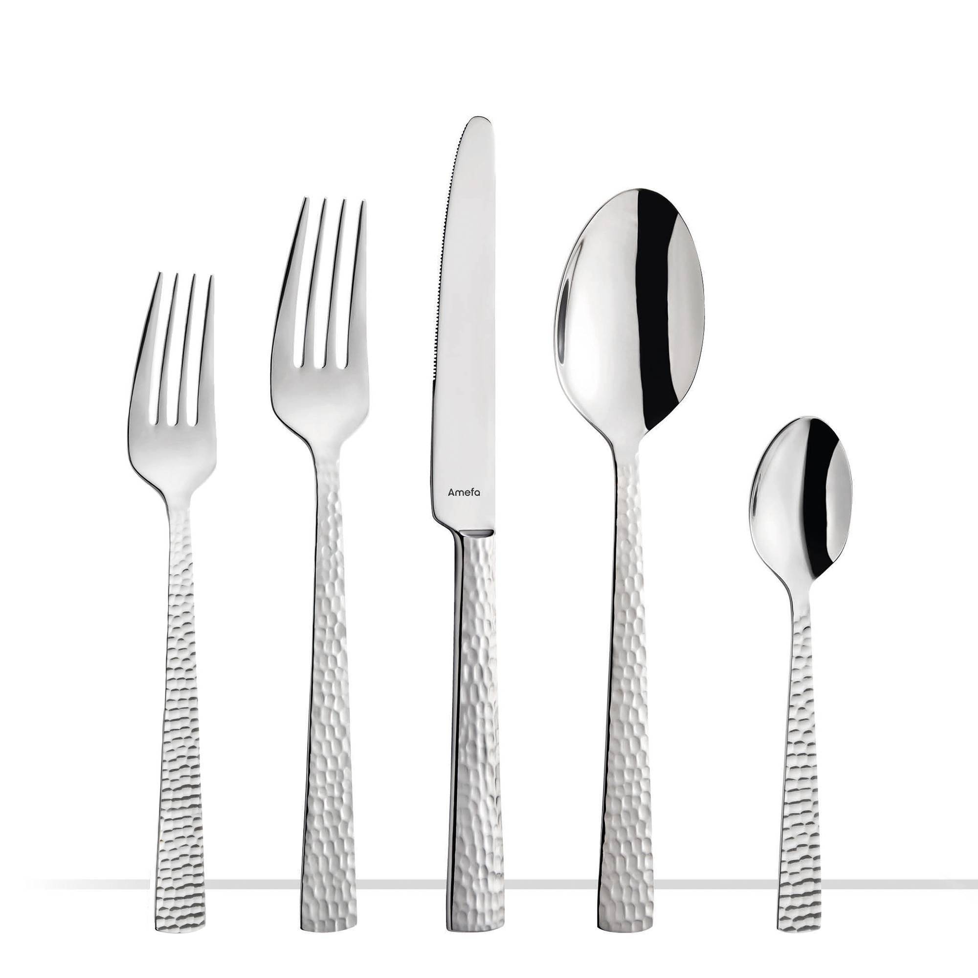 Amefa 20pc Felicity Flatware Set Hammered Stainless Steel