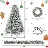 6ft Pre-lit Flocked Christmas Tree Set with 9ft Snow Garland and 2ft Wreath,Warm LED Lights,Indoor Holiday Decor-Baofuwish - 4 of 4
