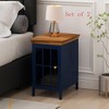 Modern Nightstand with Storage Cabinet and Solid Wood Tabletop, Iron Beside Table Coffee Table with Tempered Glass Door - 4 of 4