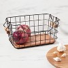 Iron and Mangowood Wire Fruit Basket with Handles Black - Threshold™ - image 2 of 3