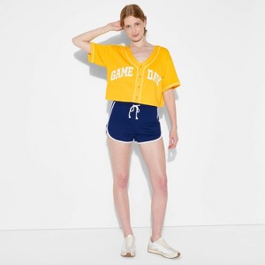 Women's Game Day Cropped Elbow Sleeve V-Neck Athletic Jersey - Wild Fable™ - 1 of 3