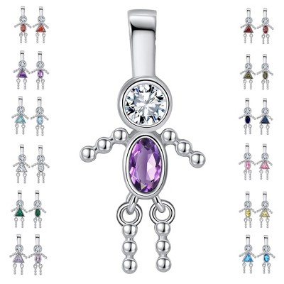 Baby Boy or Girl Birthstone Charm for Mom  Family Tree Grandma Necklace by Ginger Lyne CZ Sterling Silver