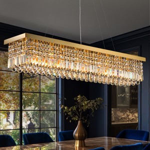 Siljoy Modern Crystal Chandelier, K9 Rectangular Chandelier, Luxury Pendant Ceiling Light for Dining Room Kitchen Island - 1 of 4