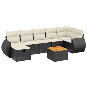 vidaXL Garden Sofa Set Black, Cream White - 1 of 4