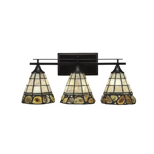 Toltec Lighting Uptowne 3 - Light Vanity in  Dark Granite with 7" Cobblestone Art Glass Shade - 1 of 1