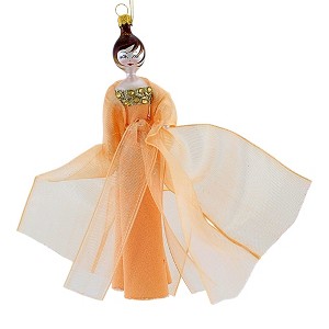 De Carlini Italian Ornaments 7.0 Inch Raquel In Sherbet Ballgown Dress Christmas Tree Ornament , Holiday Elegant Vogue (1PC) - 1 of 3