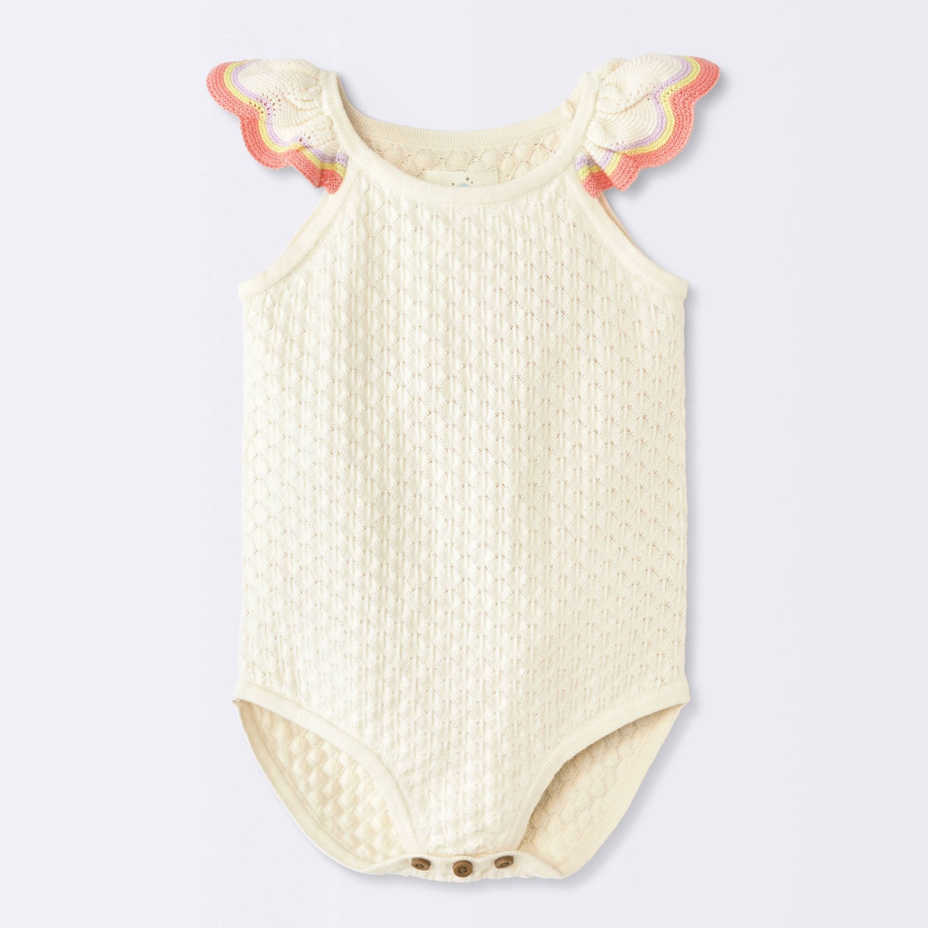 Baby Girls' Pointelle Scallop Sweater Romper - Cloud Island™ Cream