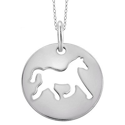 Women's Sterling Silver Plain Cutout Horse Pendant (18")
