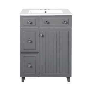 INFURNIC Vanity Tables, Elegant Compact Bathroom Vanity with Ample Storage for Small Spaces and Easy Maintenance, Gray, 18.3"*24"*34.3" - 1 of 4