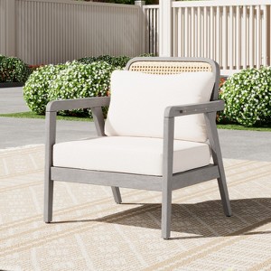 Christopher Knight Home Terry Patio Rustic Acacia Wood Club Chair with Water Resistant Cushions - 1 of 4