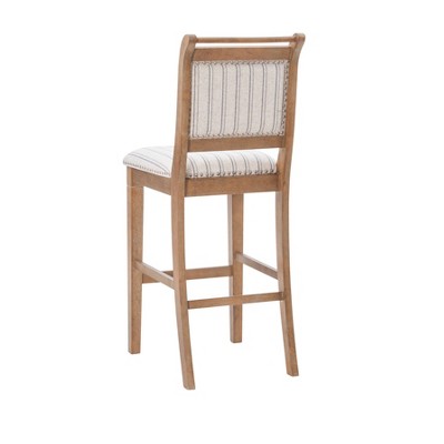 Emmy 30" Gray Wash Full Back Stripe Fabric Barstool