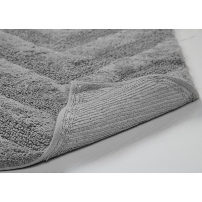 Gray Cotton Chevron Pattern Non-Slip Bath Rug 21" x 34"