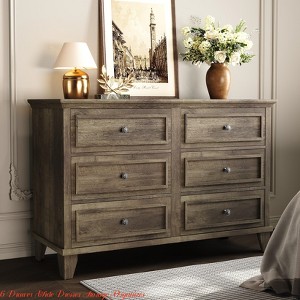Hallway Dresser for Bedroom, 6 Drawer Wide Dresser Storage Organizer, Modern Wooden Chest of Drawers with Metal Handles - 1 of 4