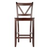 24" Set of 2 Victor V-Back Counter Height Barstool Wood/Walnut - Winsome - 2 of 4