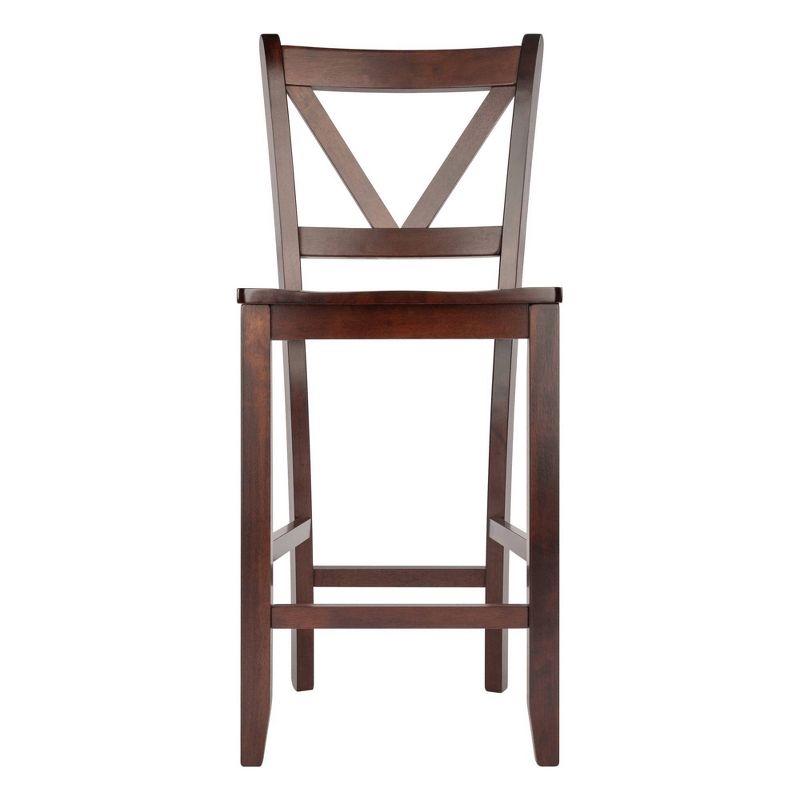 24&#34; Set of 2 Victor V-Back Counter Height Barstool Wood/Walnut - Winsome, 3 of 8